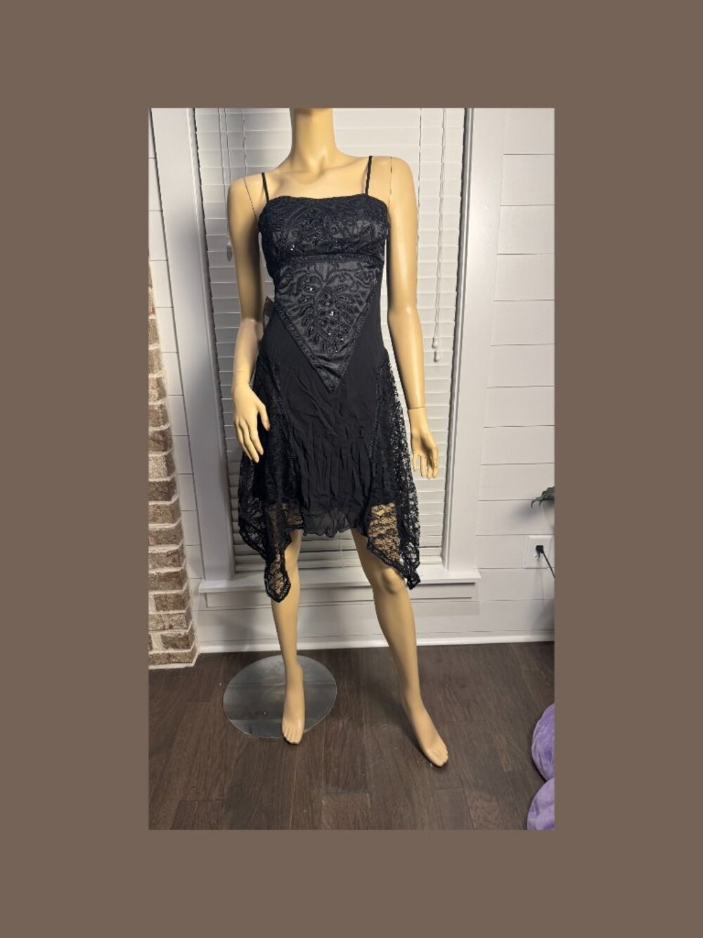 Sue Wong Y2K Silk Bead Sequin Evening Gown Black Prom Short Midi NWT 6 Z1